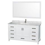 Purchase wyndham collection sheffield 60 inch single bathroom vanity in white white carrera marble countertop undermount square sink and 58 inch mirror