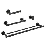 Discover the hoooh matte black 4 piece bathroom accessories set stainless steel wall mount includes double towel bar hand towel rack toilet paper holder robe hooks bs100s4 bk