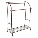 Amazon best mdesign large freestanding towel rack holder with storage shelf 3 tier metal organizer for bath hand towels washcloths bathroom accessories bronze warm brown