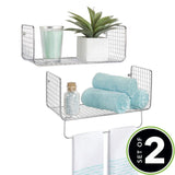 Great mdesign metal wire farmhouse wall decor storage organizer shelving set 1 shelf with towel bar for bathroom laundry room kitchen garage wall mount 2 pieces chrome