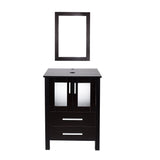 Try 24 inch modern bathroom vanities suite sets with wall mounted mirror mdf stand pedestal storage cabinet espresso wood construction square countertop with chrome footage 2drawer2door