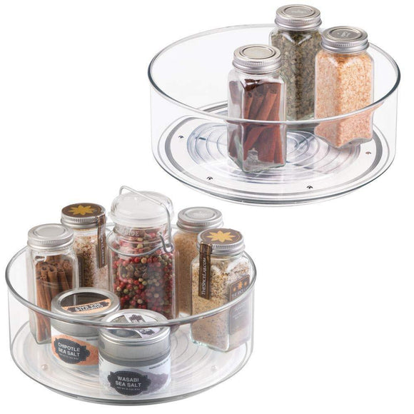 mDesign Plastic Lazy Susan Spinning Food Storage Turntable for Cabinet, Pantry, Refrigerator, Countertop - Spinning Organizer for Spices, Condiments, Baking Supplies - 9