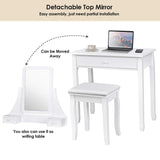 Discover the best giantex bathroom vanity dressing table set 360 rotate mirror pine wood legs padded stool dressing table girls make up vanity set w stool rectangle mirror 3 drawers white