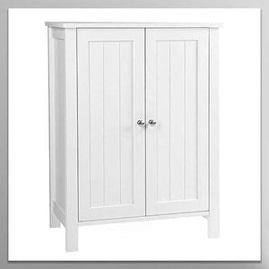 Bathroom Floor Storage Cabinet with Double Door Adjustable Shelf, 23.6”L x 11.8”W x 31.5”H