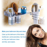 Budget hair dryer holder wall mount toothbrush hairdryer holder organizer storage handing rack upgrade special aluminum bathroom hanging rack organizer with 2 cups