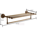 Heavy duty marmolux acc morocc series 3420 ab 24 inch towel shelf with bar storage holder for bathroom antique brass brushed bronze