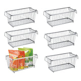 Latest mdesign household stackable metal wire storage organizer bin basket with built in handles for kitchen cabinets pantry closets bedrooms bathrooms 12 5 wide 6 pack silver