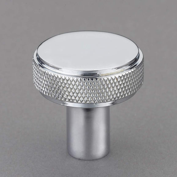 Belle Knurled 1.25” Knob Pulls Handle Hardware Polished Chrome Finish Great for Kitchen or Bathroom Cabinets, Drawers, Dressers, and More! - P100-12/4543