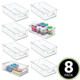 Top mdesign stackable plastic storage organizer container bin with handles for bathroom holds vitamins pills supplements essential oils medical supplies first aid supplies 3 high 8 pack clear