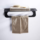 Save whifea unibody black towel shelf with towel bar stainless steel towel rack wall mounted bathroom towel shelf storage organizer