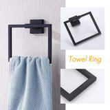 Storage kes bathroom accessories toilet paper holder towel ring sus304 stainless steel rustproof 2 piece morden wall mount matte black finish la24bk 21