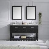 Featured virtu usa caroline estate 60 inch double sink bathroom vanity set in espresso w square undermount sink italian carrara white marble countertop no faucet 2 mirrors md 2260 wmsq es