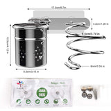 Buy now einfagood hair dryer holder wall mount with adhesive pads bathroom organizer storage cylindrical cup stainless steel polished finish 2 hair dryer holder