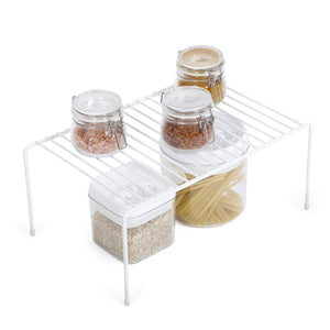 Smart Design Kitchen Storage Shelf Rack w/ Scratch Resistant Feet - Medium - Steel - Rust Resistant Finish - for Cups, Dishes, Cabinet & Pantry Organization - Kitchen (13.25 x 6 Inch) [White]