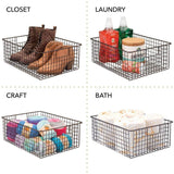 Buy now mdesign farmhouse decor metal wire food organizer storage bin baskets with handles for kitchen cabinets pantry bathroom laundry room closets garage 2 pack bronze