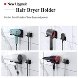 Top xigoo hair dryer holder self adhesive wall mount bathroom hair blow dryer rack organizer fit for most hair dryers upgrade black