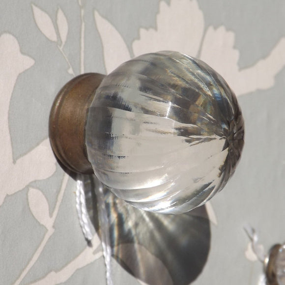 Ribbed glass sphere Drawer Knob 4cm
