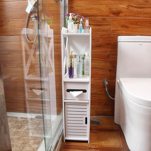 Small Bathroom Vanity Floor Standing Bathroom Storage Cabinet Washbasin Shower Corner Shelf Plants Sundries Storage Racks