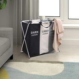 Featured qf laundry hamper with 3 sections foldable sorter laundry basket for bedroom laundry room bathroom college apartment and closet