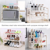 Shop expandable under sink rack 2 tier adjustable multifunctional countertop storage microwave rack shelving unit multipurpose tidy organizer storage shelf for kitchen bathroom and garden