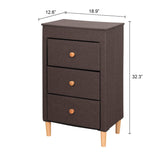Top rated itidy 3 drawer dresser premium linen fabric nightstand bedside table end table storage drawer chest for nursery closet bedroom and bathroom storage drawer unit no tool requried to assemble brown