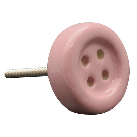Nicola Spring Vintage Button Ceramic Drawer Knob - Pink
