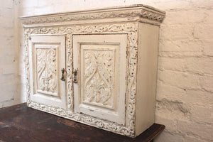 A Well Carved & Painted Solid Oak 17thC Style Wall Cupboard