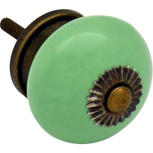 Nicola Spring Vintage Round Ceramic Door Knob - Green