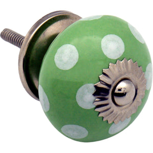 Nicola Spring Vintage Spotted Ceramic Door Knob - Green