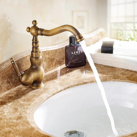Antique Faucet Copper Hot Cold Fashion Bathroom Cabinet Basin Rotating Basin Faucets Gz8102